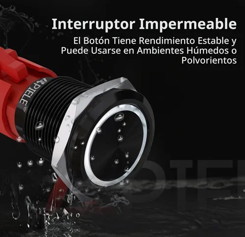 Vista 6 de APIELE Interruptor de botón con pestillo de 10 amperios y 0.748 in, 12 V, SPST, LED, impermeable, redondo, autobloqueante, 1NO (aluminio negro, azul)