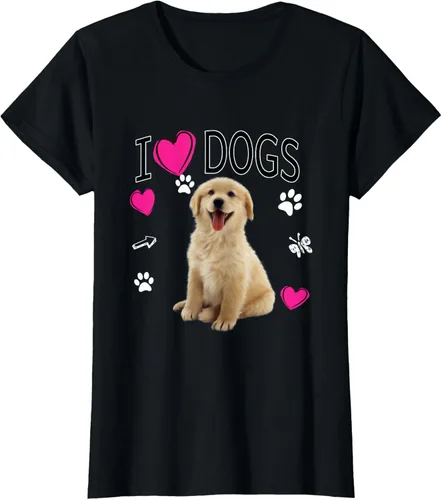 Vista 32 de Camiseta I Love Dogs - Camiseta Golden Labrador retriever, Azul Negro