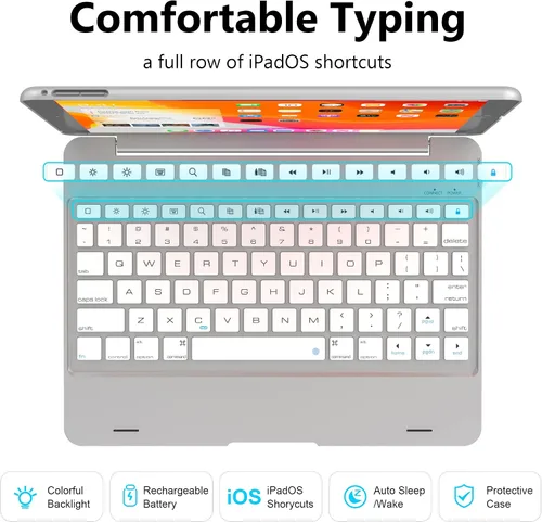 Vista 3 de NOKBABO Teclado para iPad 6ª generación, compatible con iPad Pro 9.7 pulgadas, para iPad 5ª generación, para iPad Air 2 y 1 teclado, 130 ° Smart