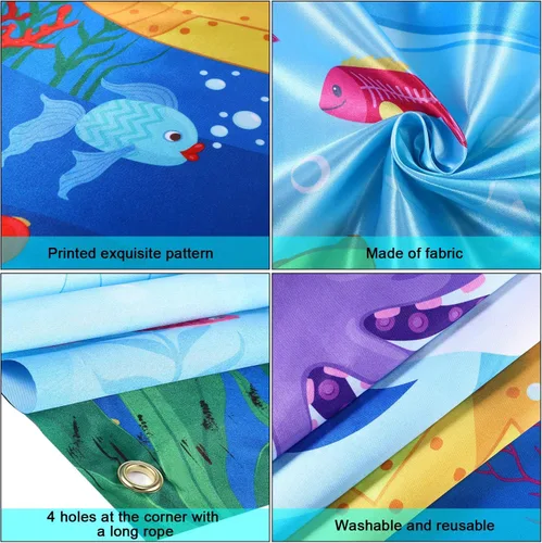 Vista 4 de Blulu Cartel de juegos de lanzamiento de animales del océano con 4 bolsas de frijoles, juego de lanzamiento, para interiores y exteriores, delfín