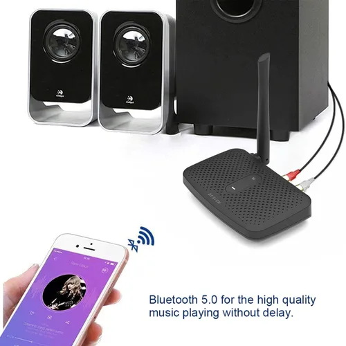 Vista 5 de Besign BE-RCA Pro - Adaptador Bluetooth de largo alcance para transmisión de música Bluetooth, color negro
