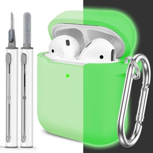 Vista 25 de Funda Protectora para AirPods 1/2, viene con kit de limpieza, funda protectora de silicona suave con hebilla, compatible con estuche de carga