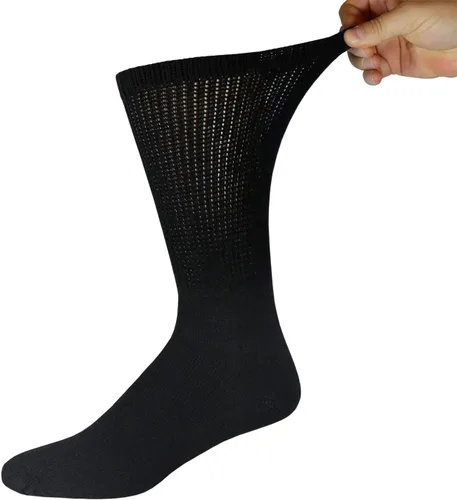 Vista 3 de 6 pares de calcetines tipo crew de algodón para diabéticos sin compresión para neuropatía