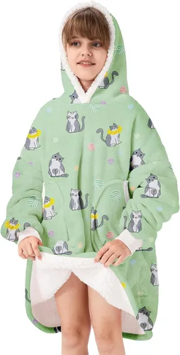 Vista 17 de Zando Manta con Capucha Ponible Manta para Niños y Adultos Manta Cómoda con Capucha Sudadera de Gran Tamaño Sherpa Forro Polar