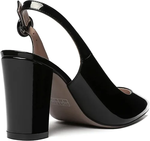 Vista 5 de WAYDERNS Zapatos de tacón alto con hebilla y hebilla para el tobillo y puntera puntiaguda gruesa de patente gruesa para mujer, 3 pulgadas