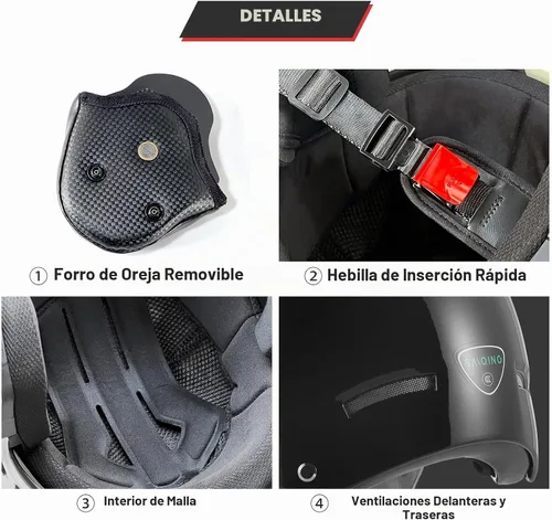 Vista 5 de Casco de motocicleta certificado DOT, estilo alemán, medio casco para bicicleta eléctrica y scooter con gafas parabrisas, casco retro genial