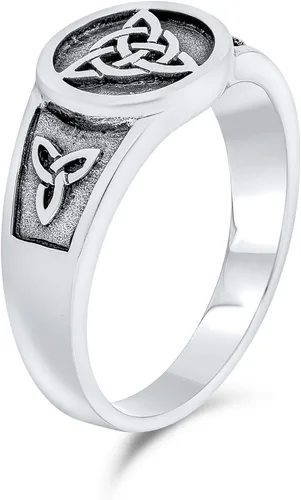 Vista 2 de Anillo de triquetra con nudo celta vikingo anillo de triquetra para mujer y hombre plata de ley 925 oxidada