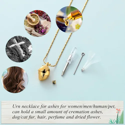 Vista 28 de Imrsanl Collar con colgante de joyería de cremación para cenizas – Collar anatómico de urna de corazón para cenizas – Medallones conmemorativos