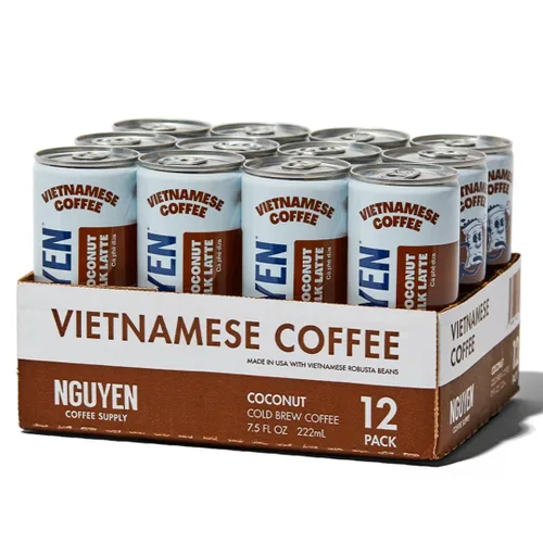 Vista 7 de Nguyen Coffee Supply - Paquete variado: cerveza fría vietnamita, café helado (leche condensada, coco, negro clásico), 100% Robusta, latas de 7.5