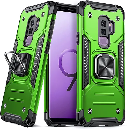 Vista 124 de DASFOND Diseñada para funda Galaxy S8 con soporte, anillo metálico giratorio mejorado de 360°, soporte kickstand de grado militar, resistente a