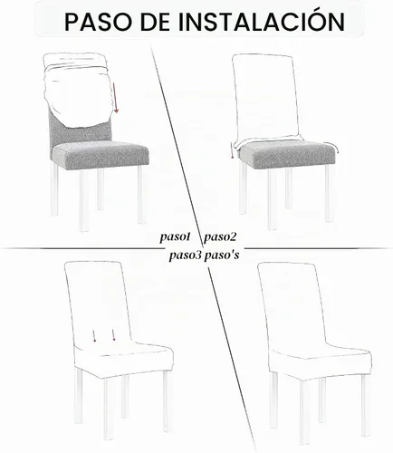 Vista 3 de Obstal - Juego de 4 fundas para sillas de comedor elásticas en negro de spandex, extraíbles y lavables, fundas de asiento para sillas de cocina