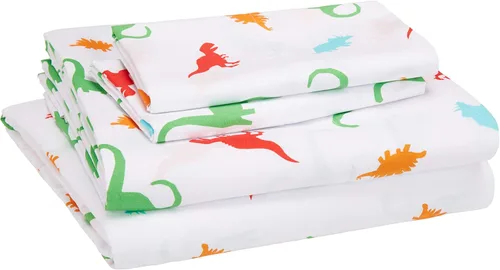 Vista 29 de Amazon Basics Juego de sábanas para niños de microfibra ligera, suave y fácil de lavar, 3 piezas, tamaño Twin, Aqua brillante, diseño sólido