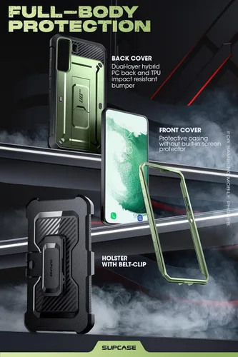 Vista 5 de SUPCASE Funda para Samsung Galaxy S22 con soporte (Unicorn Beetle Pro), [clip de cinturón integrado] Resistente de cuerpo completo de doble capa