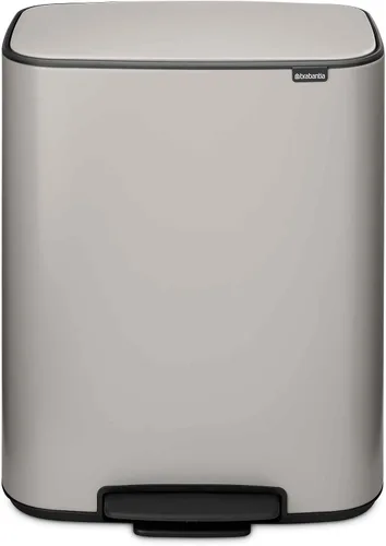 Vista 13 de Brabantia Bo - Basurero de cocina con compartimento individual, color negro mate, cubo interior de 9.5 galones, cubo de basura de cierre suave