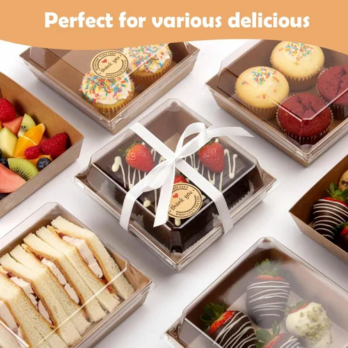 Vista 5 de 120 Cajas Pequeñas de Charcutería con Tapas Transparentes - Mini Cajas de Charcutería de Papel Desechable de 5 Pulgadas, Cajas de Postres