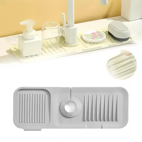 Vista 8 de Tapete para grifo para fregadero de cocina, tapete de drenaje de silicona 2026, protector de fregadero de piedra de secado rápido mejorado para Beige