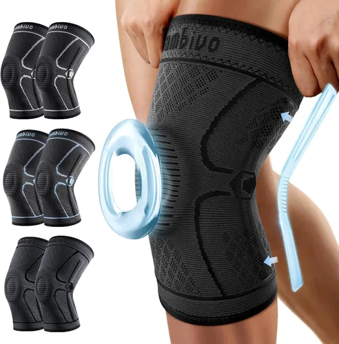 Vista 8 de CAMBIVO Rodillera para Hombres y Mujeres, Paquete de 2 Mangas de Compresión para Rodilla, Rodillera con Estabilizadores Laterales y Almohadilla