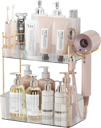 Vista 13 de shuang qing - Organizador de encimera de baño, estante de almacenamiento, estante para cosméticos y cuidado de la piel, organizador de maquillaje