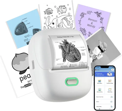 Vista 9 de ORGSTA Impresora de etiquetas adhesivas, 300DPI Ultra-Clear Mini Portable Sticker Maker S002