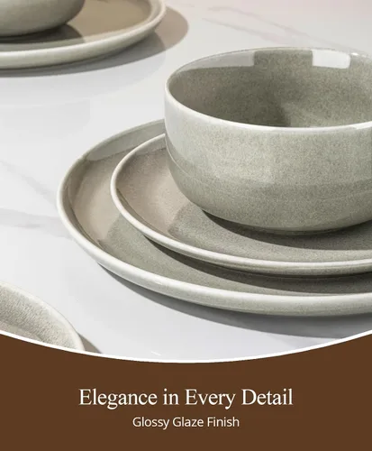 Vista 5 de AmorArc Dinnerware Sets for 4, Ceramic Plates and Bowls Sets (12 Piece)