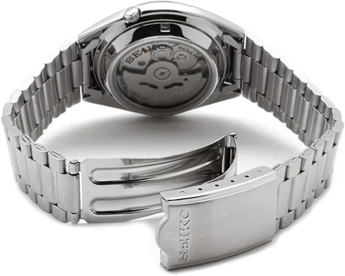 Vista 6 de SEIKO 5 Reloj automático para hombre SNXS79 con esfera negra y pulsera de acero inoxidable plateado, Mecánico,Automático,Reloj automático