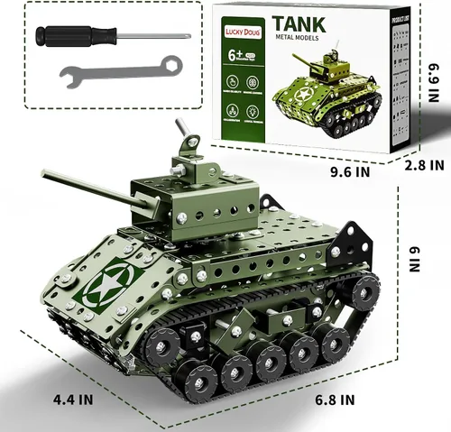 Vista 6 de Lucky Doug Juego de 284 piezas de proyectos de construcción STEM, tanque de ejército modelo, juguetes de construcción para niños de 8 a 12 años, kit