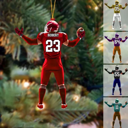 Vista 10 de Adorno de Navidad de fútbol americano personalizado, adorno de fútbol americano, adornos de Navidad de fútbol americano personalizados, adornos