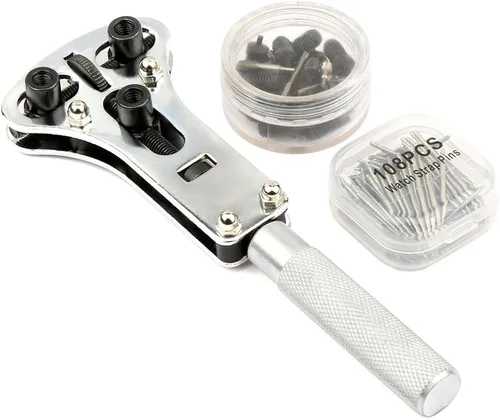 Vista 4 de H&S - Kit de herramientas de reparación de relojes, 155 piezas, herramientas para extracción de eslabones y espalda y ajuste de correa, viene en una