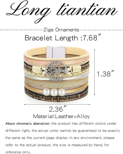 Vista 6 de Pulsera envolvente de cuero turquesa, pulseras de cuentas en capas para mujer, pulseras de plumas multicapa, pulsera bohemia occidental para mujer