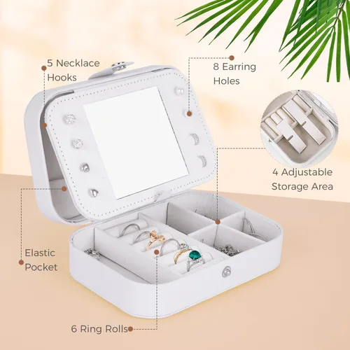 Vista 2 de Uygafly Organizador de joyas Estuche de joyería de moda para viaje, organizador de viaje personalizado, regalos para adolescentes, regalos