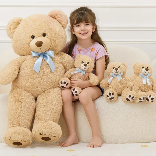 Vista 5 de MorisMos Oso de Peluche Gigante Animal de Peluche con Osos Bebé, 35.4'' Oso Grande de Peluche Mamá, 3 Pequeños Osos de Peluche Animales de Peluche a