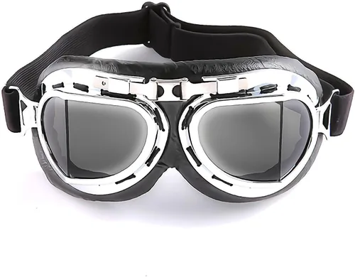 Vista 7 de Anteojos de seguridad para motociclismo, motonetas, medio casco clásico para Vespa, estilo aviador, plegable con lentes transparentes T008 Marco