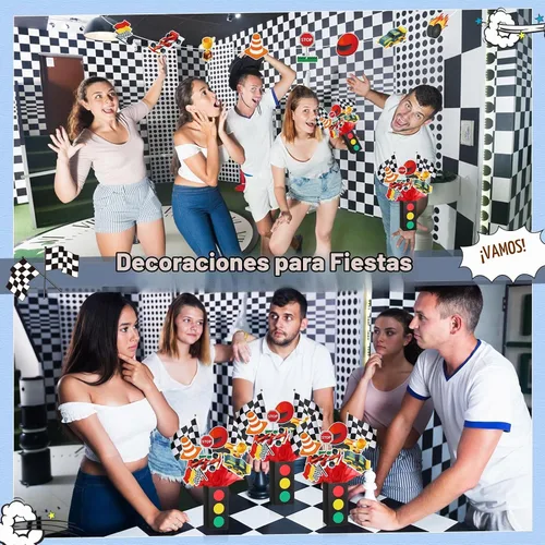 Vista 6 de 6 Juegos de Decoraciones de Fiesta de Cumpleaños de Autos de Carrera Centros de Mesa de Autos de Carrera para Mesas con Cajas de Tráfico Decoración