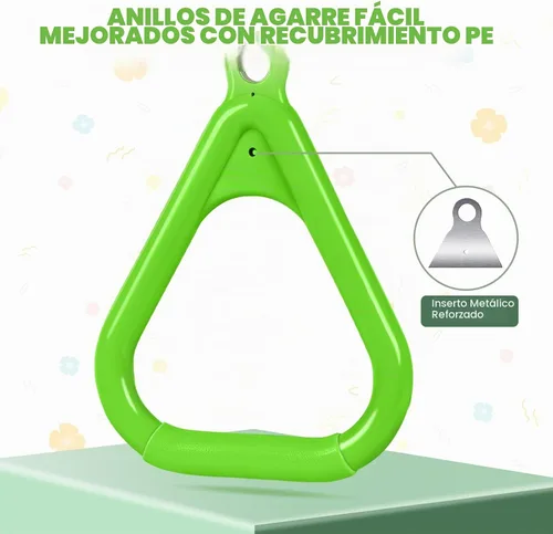 Vista 5 de LadyRosian Juego de columpios para trapecio de 17 pulgadas, anillos de gimnasio de 47 pulgadas, juego de columpios de cadena resistente, accesorios