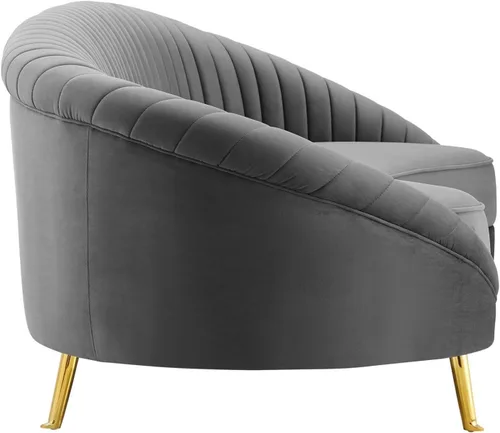 Vista 5 de Modway Camber Channel - Sofá de terciopelo copetudo en color gris