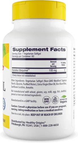 Vista 2 de Healthy Origins Ubiquinol vegano (forma activa de CoQ10), 100 mg – Kaneka Ubiquinol Suplementos para la salud del corazón y apoyo antioxidante