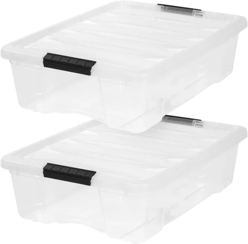 Vista 9 de IRIS USA Contenedores de almacenamiento de plástico apilables de 6 cuartos de galón con tapas, paquete de 3 - Sin BPA, fabricado en EE.UU.