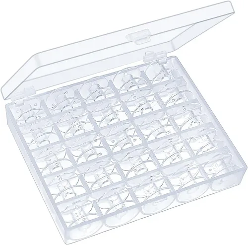 Vista 6 de 25 bobinas con caja azul cielo, bobinas de plástico Sa156, bobinas de coser para accesorios de máquina de coser cantante Estilo 3