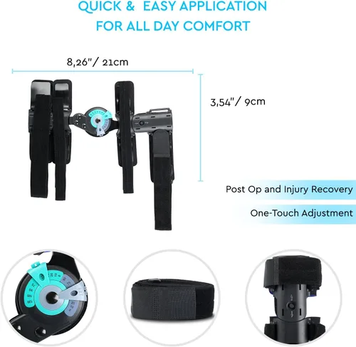 Vista 4 de Soles Soporte de codo con bisagras, recuperación de lesiones postoperatorias, ortesis ROM rango de movimiento ajustable, talla única, unisex