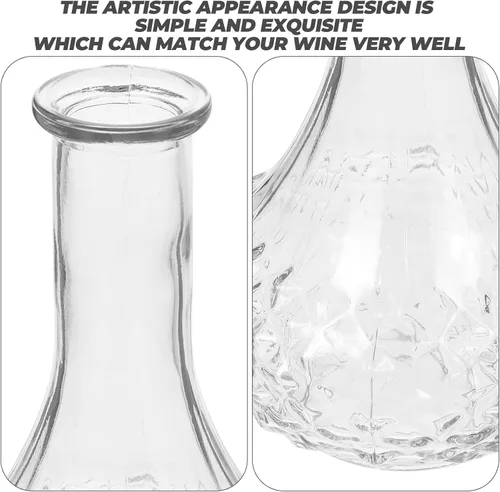 Vista 2 de BESTonZON Decantador de vino con tapón de cristal soplado a mano, jarra de vino tinto, aireador de vino tinto, botella de vino decorativa, jarra