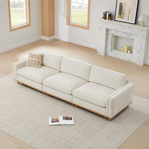 Vista 27 de CHITA 118" Sofá Modular Seccional Convertible de Lujo Super Grande en Forma de L, Sofá Moderno Relleno de Plumón Certificado FSC, Sofá de Nube