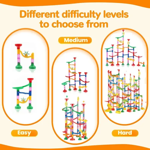 Vista 9 de 232 PCS Marble Run, STEM Building Toys with 45 Colourful Plastic Marbles