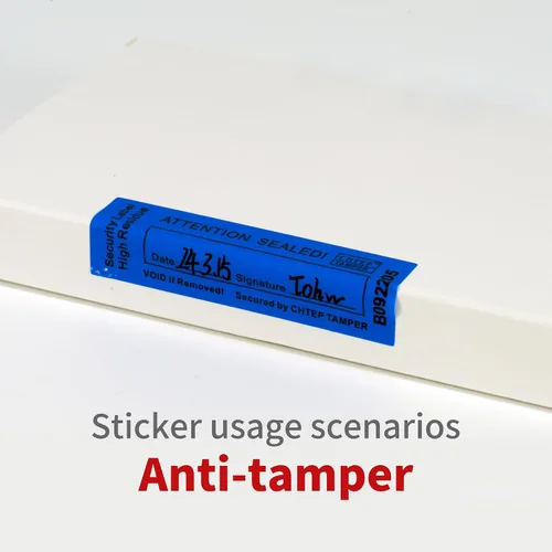 Vista 5 de ChtepTamper Etiquetas de seguridad a prueba de manipulaciones, azules, 0.8 x 2.4 pulgadas
