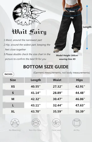 Vista 6 de Waitfairy Pantalones de paracaídas para mujer, pantalones cargo holgados con bolsillos