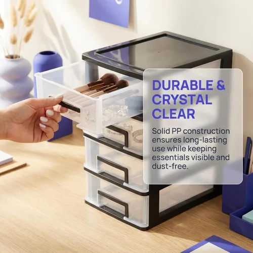 Vista 7 de Toddmomy Organizador de almacenamiento de plástico de 5 niveles, caja de almacenamiento pequeña portátil para suministros de oficina, papelería