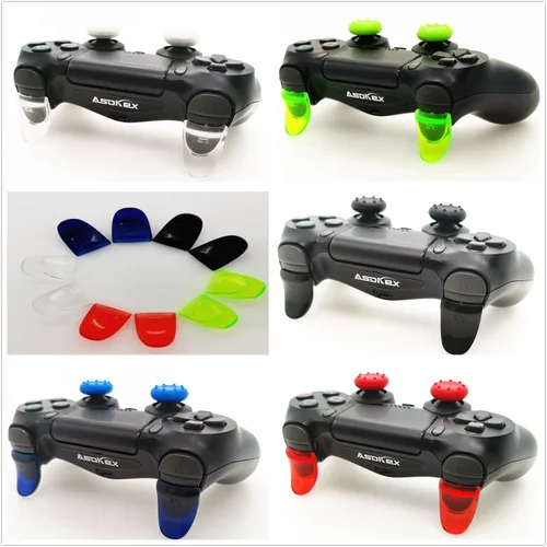Vista 6 de Extensores de gatillo L2 R2 Ps4 (1 par de disparadores L2 R2, 4 tapas de joystick, 2 pares de calcomanías de barra de luz LED), para control