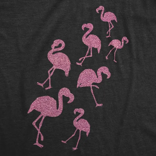 Vista 2 de Camiseta de flamencos con purpurina para mujer, divertida y linda camiseta gráfica para amantes de los flamencos