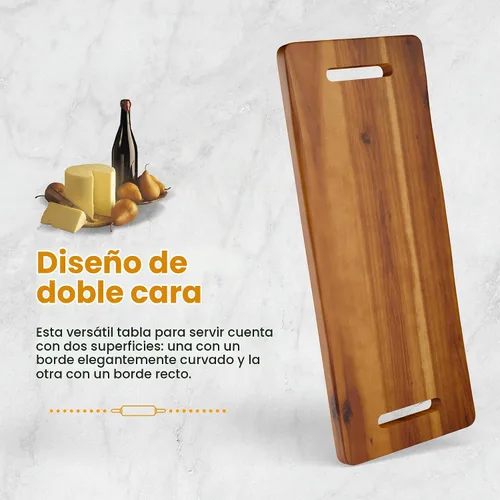 Vista 4 de TIDITA Tabla de Charcutería Grande de Madera de Acacia de 24" con Asas - Tablas de Madera Extra Largas para Servir Quesos - Plato Rectangular