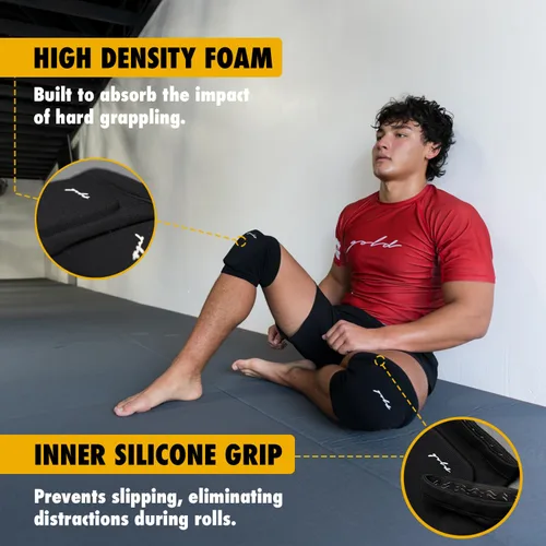 Vista 2 de Gold BJJ Rodilleras para Jiu Jitsu, Wrestling y MMA - Juego de 2 (pequeño)