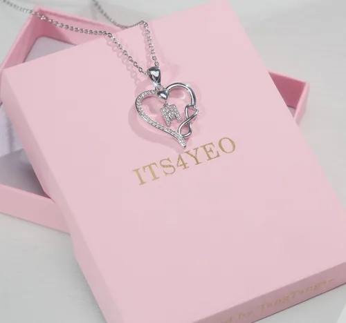 Vista 5 de Collar de plata de ley 925 con dije de corazón infinito, collar de plata con dije de circón para mujer, regalo de joyería para mujeres, esposas